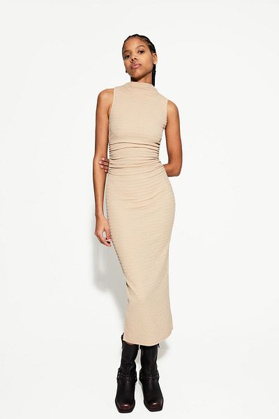 Bershka Fitted textured midi dress