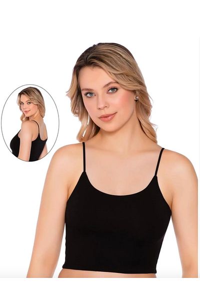 Belinay Femei, 47% modal, 47% bumbac, maiou crop cu bretele