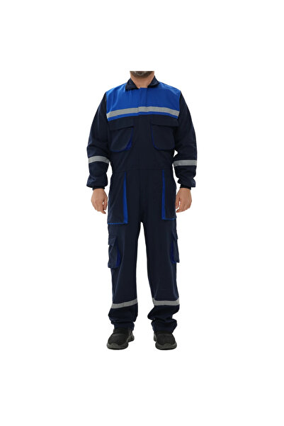 AĞCA İŞ ELBİSELERİ 16/12 جبردين أزرق داكن-أزرق وزرة