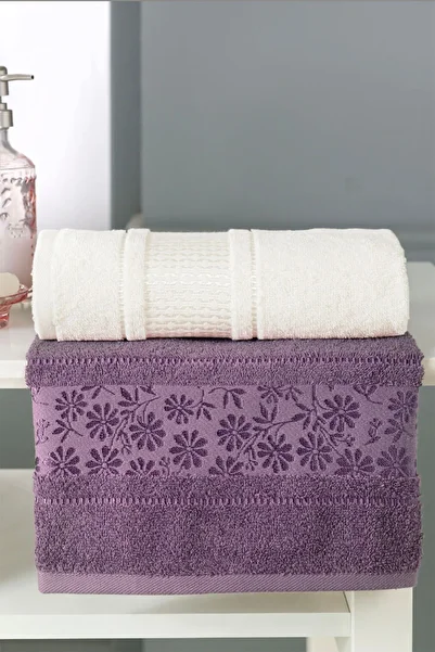 Özdilek Blossom Happy Family Bathrobe Set - Plum Cream Colored