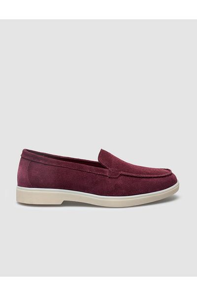 Cabani 100% Genuine Leather Burgundy Suede Women's Loafer
