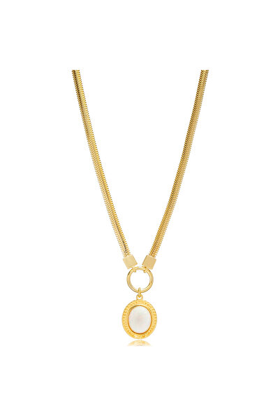 Silveranka 925 Ayar Gümüş Beyaz Opal Taşlı Vintage Tasarım Kolye