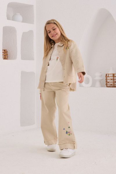 HAUSEkids 4-8 Years Flower Daisy Girl's 3-Piece Set - Latte