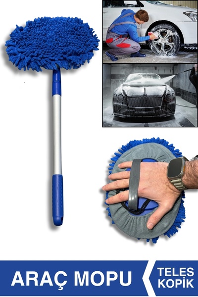 Ellesill Germany Teleskopik Araç Mopu Mavi Renk - Car MultiFlex
