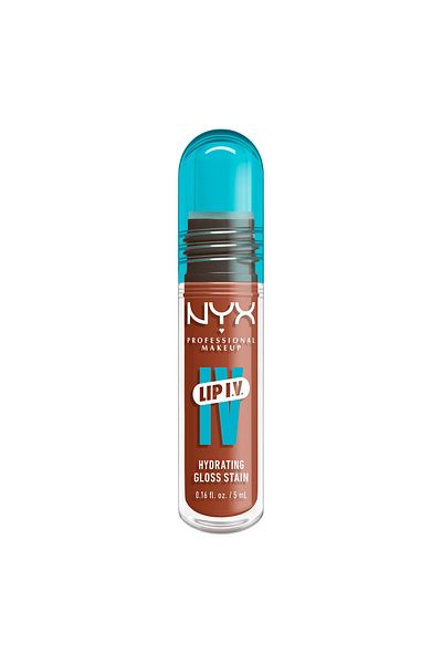 NYX Professional Makeup Lip IV Hydrating Gloss Stain, Lip Gloss, Up to 12HR Hydration,Caramel Drip