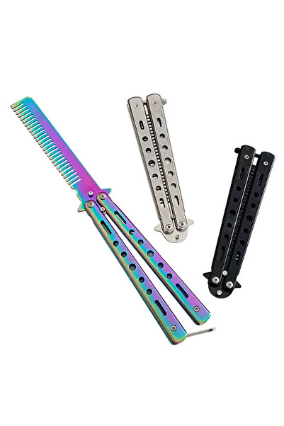 valkyrie Metal Kelebek Şeklinde Çelik Tarak Saç Şekillendirici Tarama Taşınabilir - Gümüş