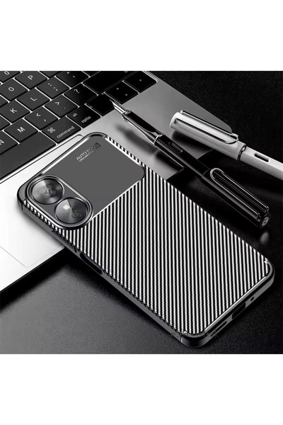 m.tk moveteck Oppo A60 Compatible Case Carbon Patterned Soft Silicone Cover with Camera Protection Long Lasting Does Not Lose Color