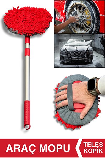 Ellesill Germany Teleskopik Araç Mopu Kırmızı Renk - Car MultiFlex