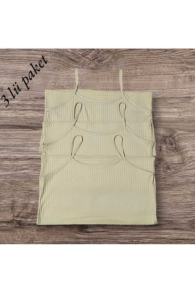 ESTA STORE Cream Report Viscose Combed Cotton 3 Pack String Strap Undershirt