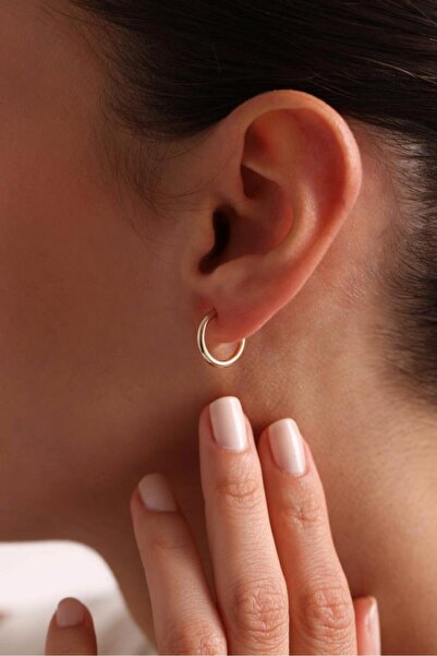 Tufanlar Kuyumculuk 14 Ayar Altın Gizli Kilitli Halka Küpe 1 Cm