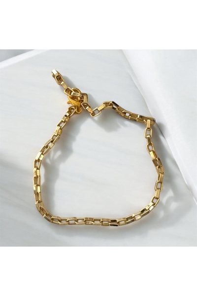 Toz Vintage Altın Gold Renkli Modern Şık Altın Kaplı Zincir Bileklik