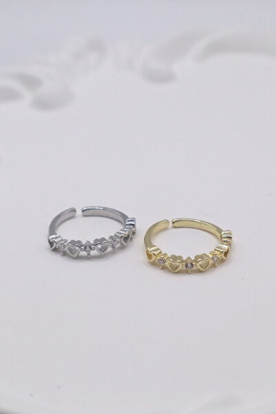 DEMOKAN Women's Ring Special Series Tiny Row Heart Ring