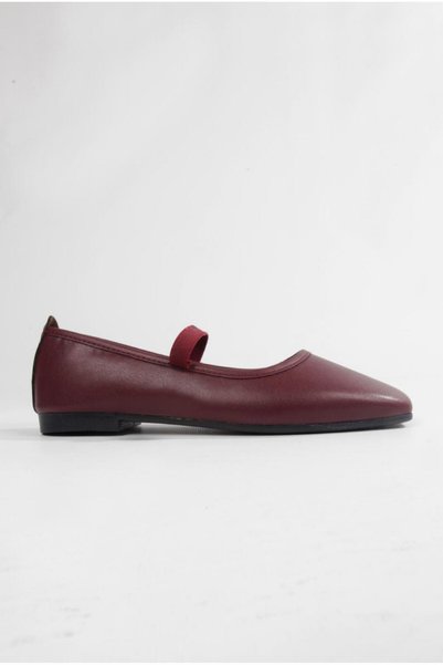 ayselin moda Women's Burgundy Ballerina Banded Elastic Daily Ballerina Casual Shoes
