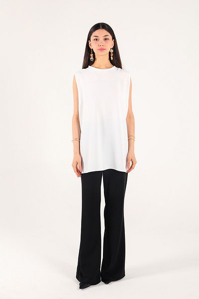 Melike Tatar Ekru Crepe Lingerie Tunic 32-4007