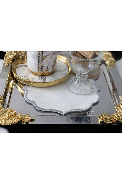 PLT Design 6-Piece Star Edge Detailed Linen Linen Coffee Side Cocktail Presentation Napkin