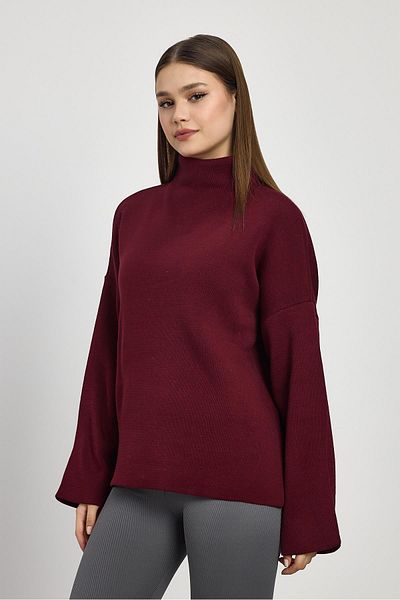 Rays 23374 Pulover tricot cu gât complet roșu Claret