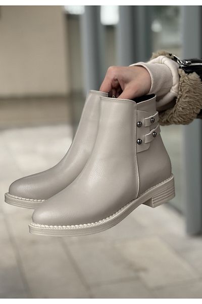 BESKAR Μπότες με τακούνι Siari Beige Skin