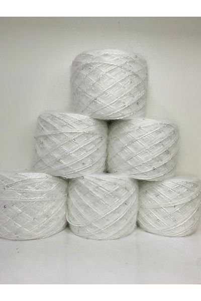 göçer 600gr Optical Moheracryl - Οπτικό δίχτυ με λευκή και ασημί παγιέτα
