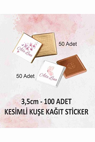 fırsatlar diyarı Kelebek Tema Çikolata Etiketi - Parlak Kuşe Kağıt Sticker / ...