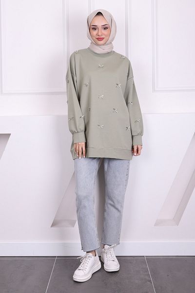 İmajButik Φούτερ Modal με Λεπτομέρεια Χακί Φιόγκο