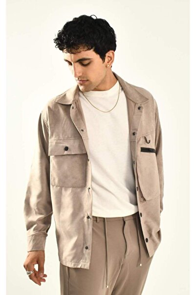 DAVID&GERENZO Σουέντ εποχιακό μπουφάν με κουμπωτό κλείσιμο