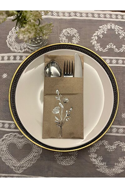 kidspartim منديل زهرة النمس مع جيب كرافت فضي مذهب 12 قطعة