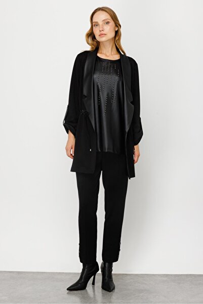 Moda İlgi Modailgi Beli Büzgülü Örme İkili Tunik Siyah