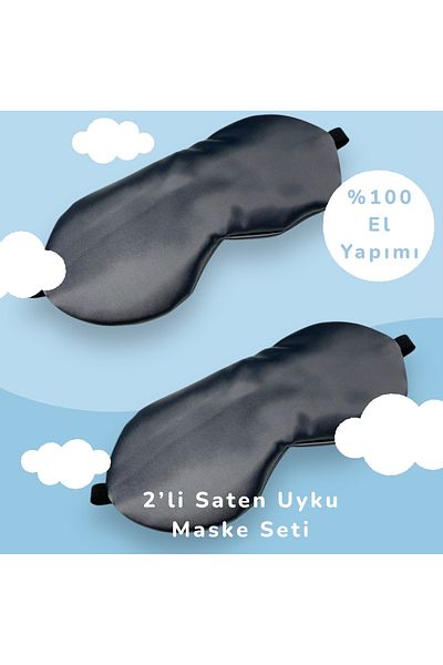 Chamis Anthracite Satin Sleeping Mask Set of 2