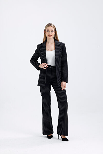 Abay Women's Striped Lined Blazer Jacket Pants Set