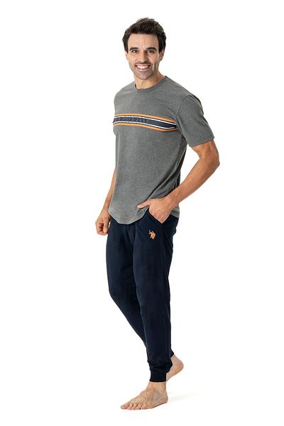 U.S. Polo Assn. U.S. Polo Assn. 18788 Set pijama cu mânecă scurtă pentru bărbați cu bandă la picior-Antrasitmelange