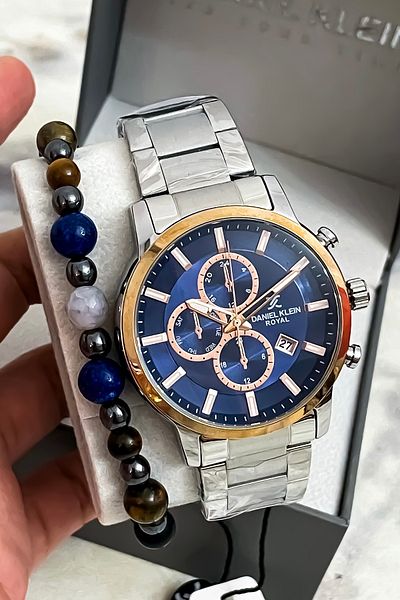 Daniel Klein Steel Men's Watch & Bracelet Gift