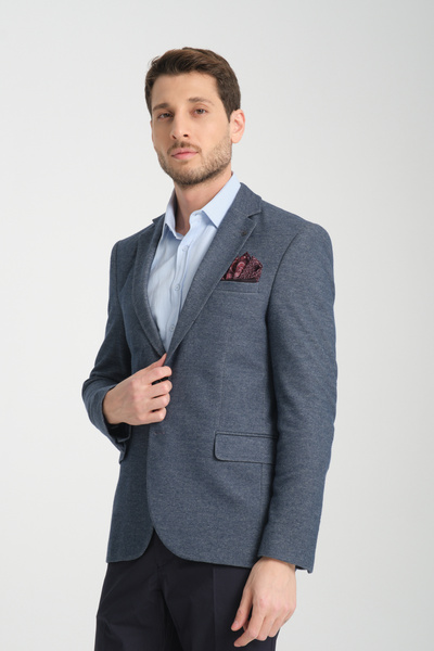 Frappoli Чоловічий темно-синій піджак з еластичної тканини з лайкри Valufe