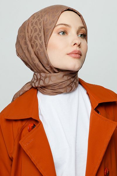 VALORSCARF Valor Bloom Pattern Silk Jacquard Shawl Mokka