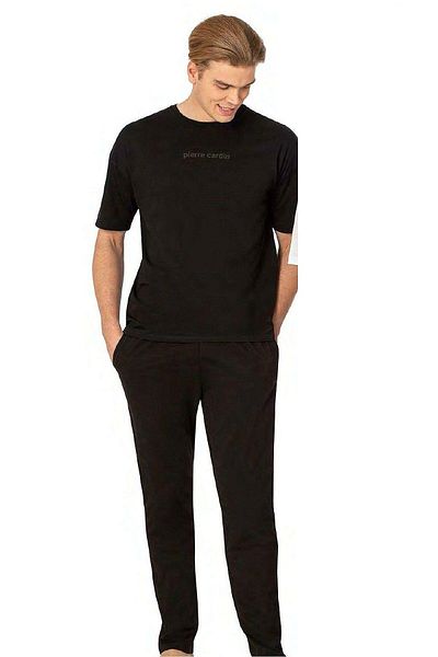 Pierre Cardin 6086 Ανδρικό κοντομάνικο πιτζάμες με λαιμόκοψη Oversize-Μαύρο