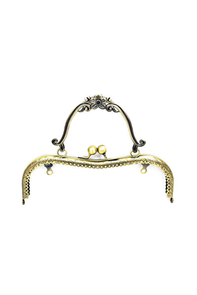 Getshopmini Metal Çanta Sapı Çiçek Detaylı 21cm - Antik Yeşil