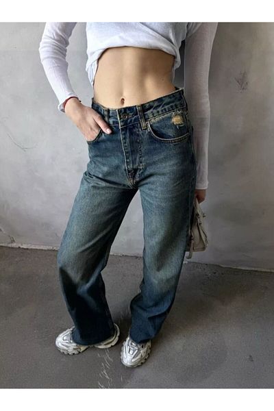 XPUPPETWEAR Blugi albaștri drepti extra lungi
