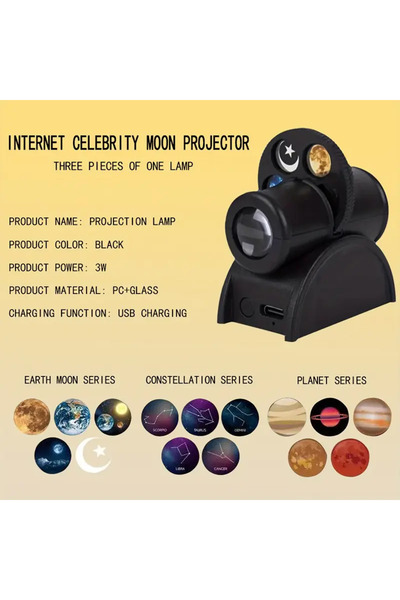 restinal Yıldızlı Gece Proje Lambası, 15 Sahne HD LED Yıldız Projeksiyon, USB...