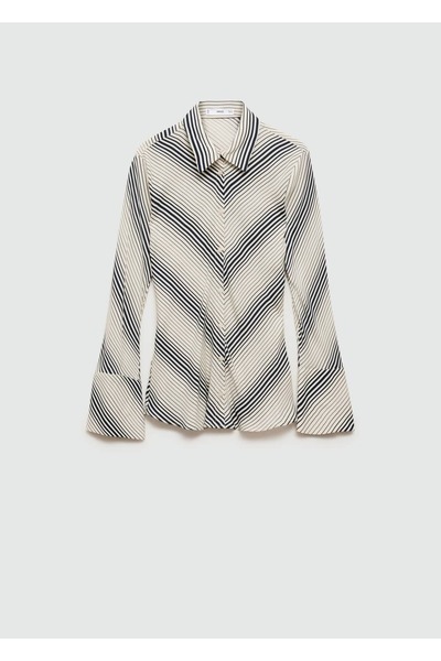 MANGO Woman Gestreiftes Hemd mit Glockenärmeln