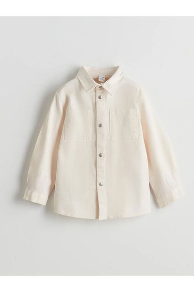 LC Waikiki LCW Kids Ecru Basic μακρυμάνικο πουκάμισο για αγόρι