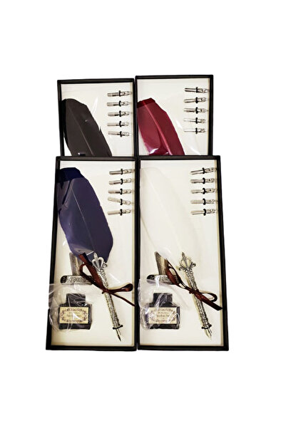 mirora shopping مجموعة أقلام غمس لسطح المكتب من الريش