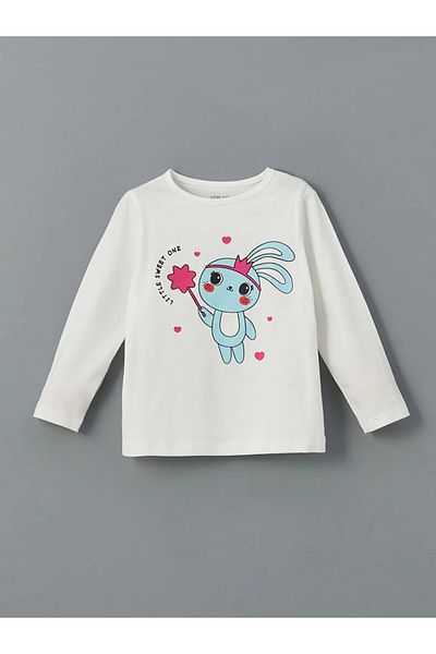 LC Waikiki Lcw Baby Ecru Crew Neck Baby Girl Pajamas Set 2 Pcs