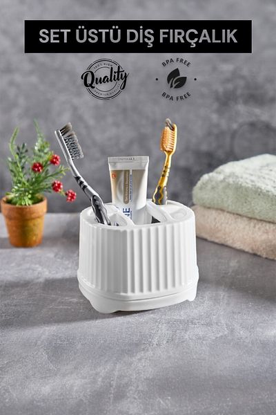 QLUX IDEAS Οδοντόβουρτσα Οδοντόκρεμα Σετ Οδοντόβουρτσας 5 θέσεων Organizer μακιγιάζ
