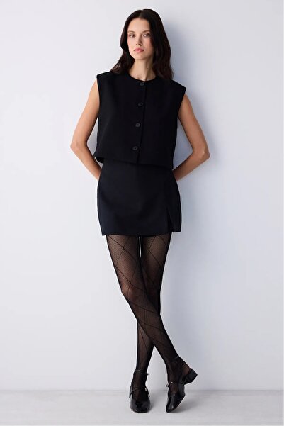 Penti Diamondd siyah File Külotlu Çorap