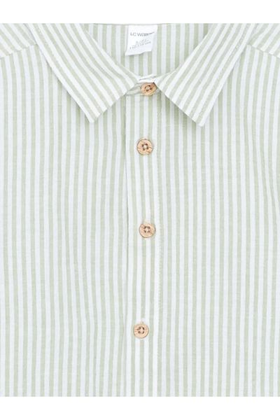 LC Waikiki Lcw Kids Green Long Sleeve Striped Baby Boy Shirt