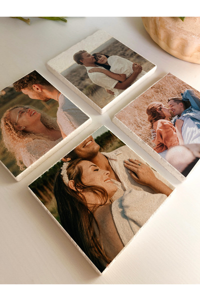 arslart Kişiye Özel Fotoğraf Baskılı Taş Bardak Altlığı - 4 'lü Set