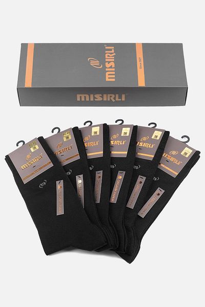 Aytuğ Egyptian Men's Organic Cotton Boxed 6 Pairs Black Socks - M-60001-S