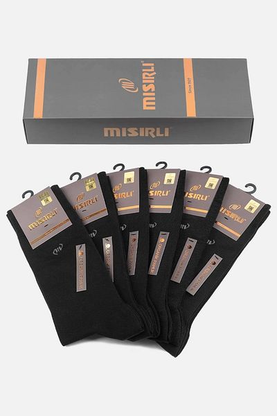 Aytuğ Egyptian Men's Organic Cotton Boxed 6 Pairs Black Socks - M-60001-S