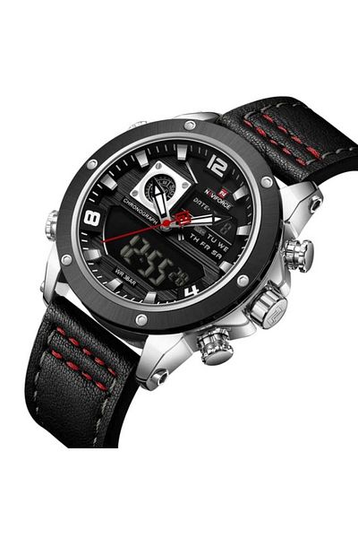 Naviforce Men's Watch Digital & Analog Leather Band 2147