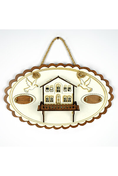 Entude Ev Ahşap Anahtarlık Askısı Ev Bahçe Balkon Dekorasyon Süsü