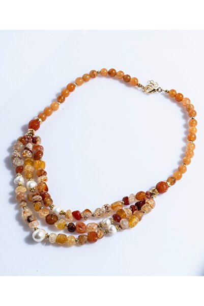 Limosse Jewelry Serenity Natural Stone Necklace with Agate and Pearl Details